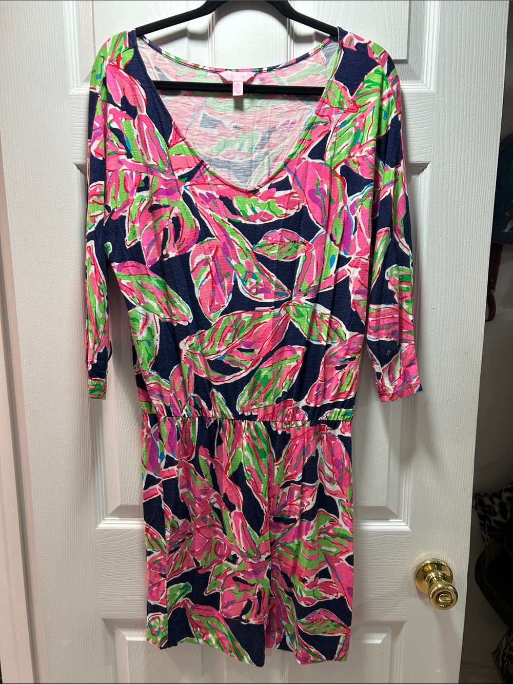 Lilly Pulitzer Navy Dress with Pink and Mint Floral Print